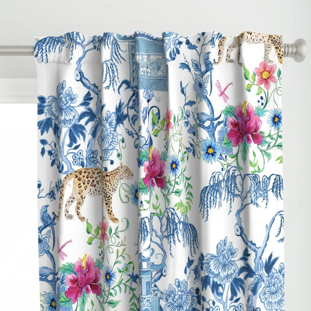 Chinoiserie Peacock Curtain Panel - Blue alternate view