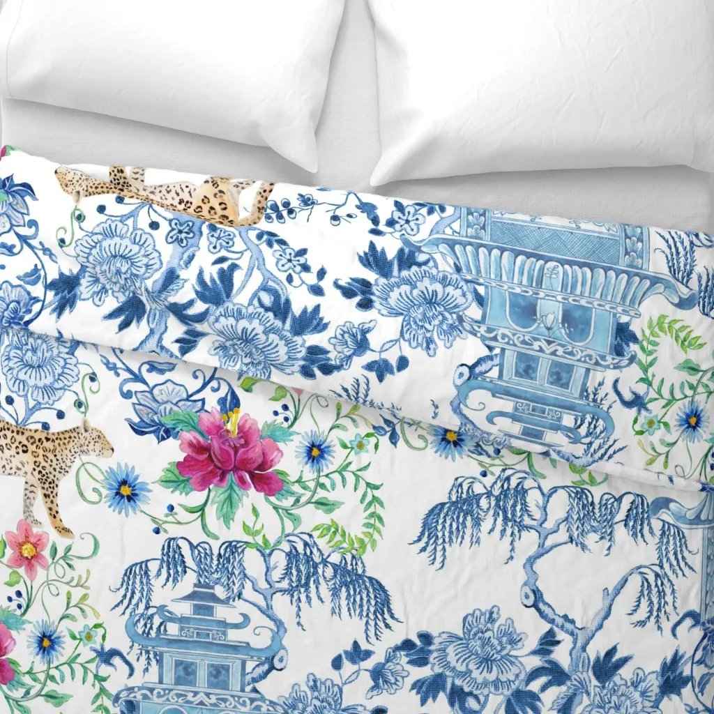 Chinoiserie Peacock Willow Duvet Cover - Blue alternate view