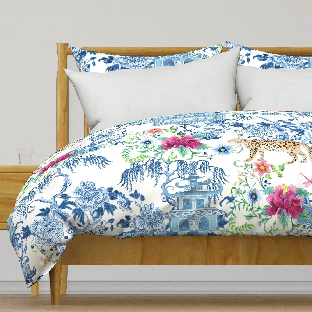 Chinoiserie Peacock Willow Duvet Cover - Blue product