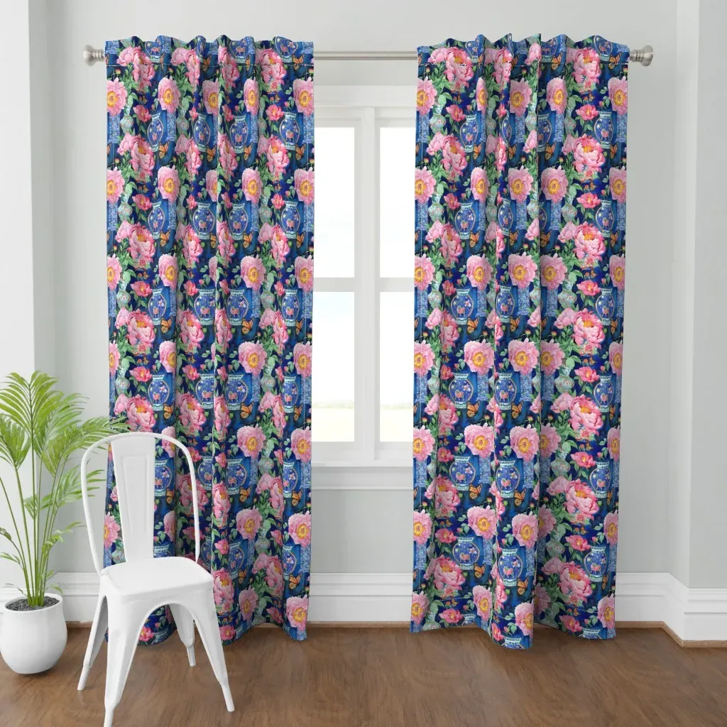 Chinoiserie Peonies Curtain Panel - Pink product