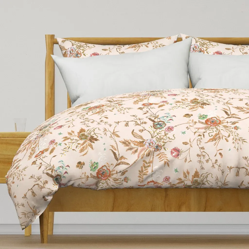Chinoiserie Silk Garden Duvet Cover - Peach product