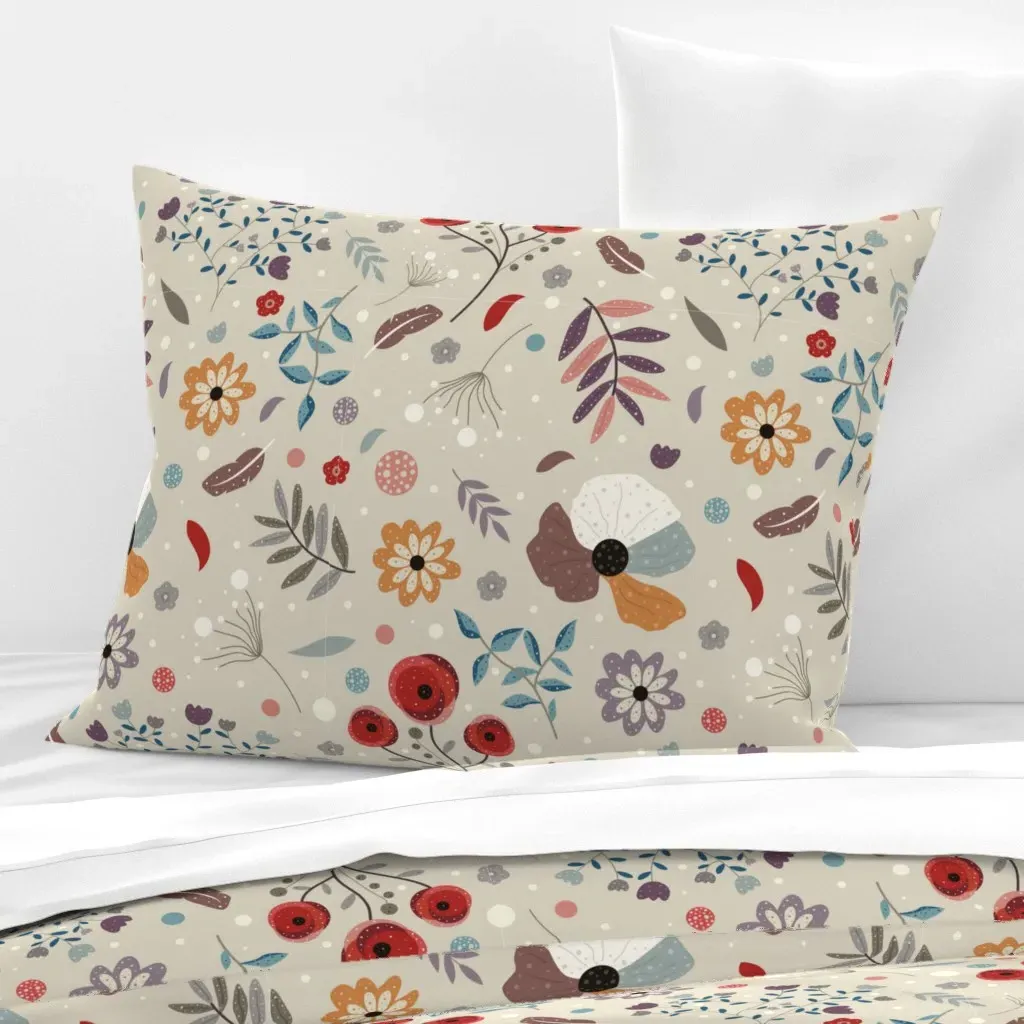 Chinoiserie Standard Knife Edge Cushion Cover - Beige, Cotton Sateen product