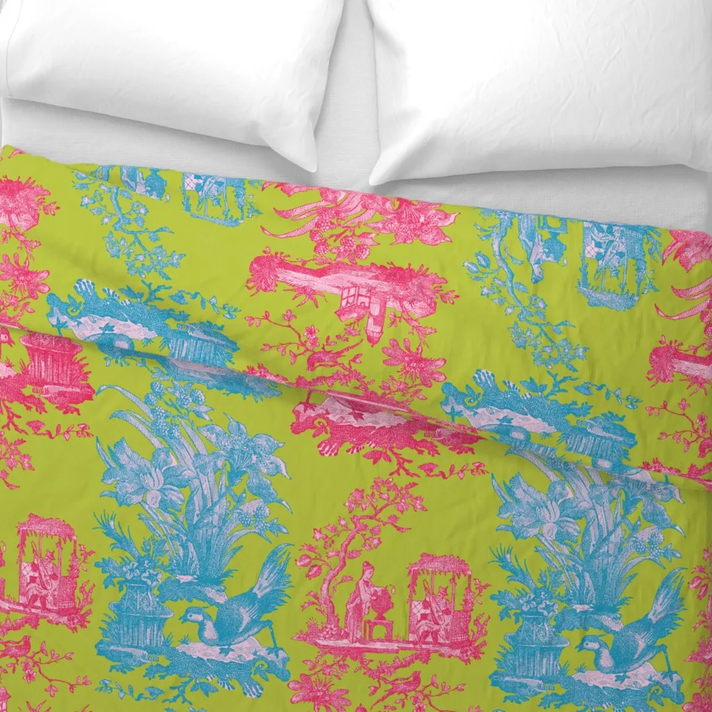 Chinoiserie Toile Courtesan Duvet Cover - Pink alternate view