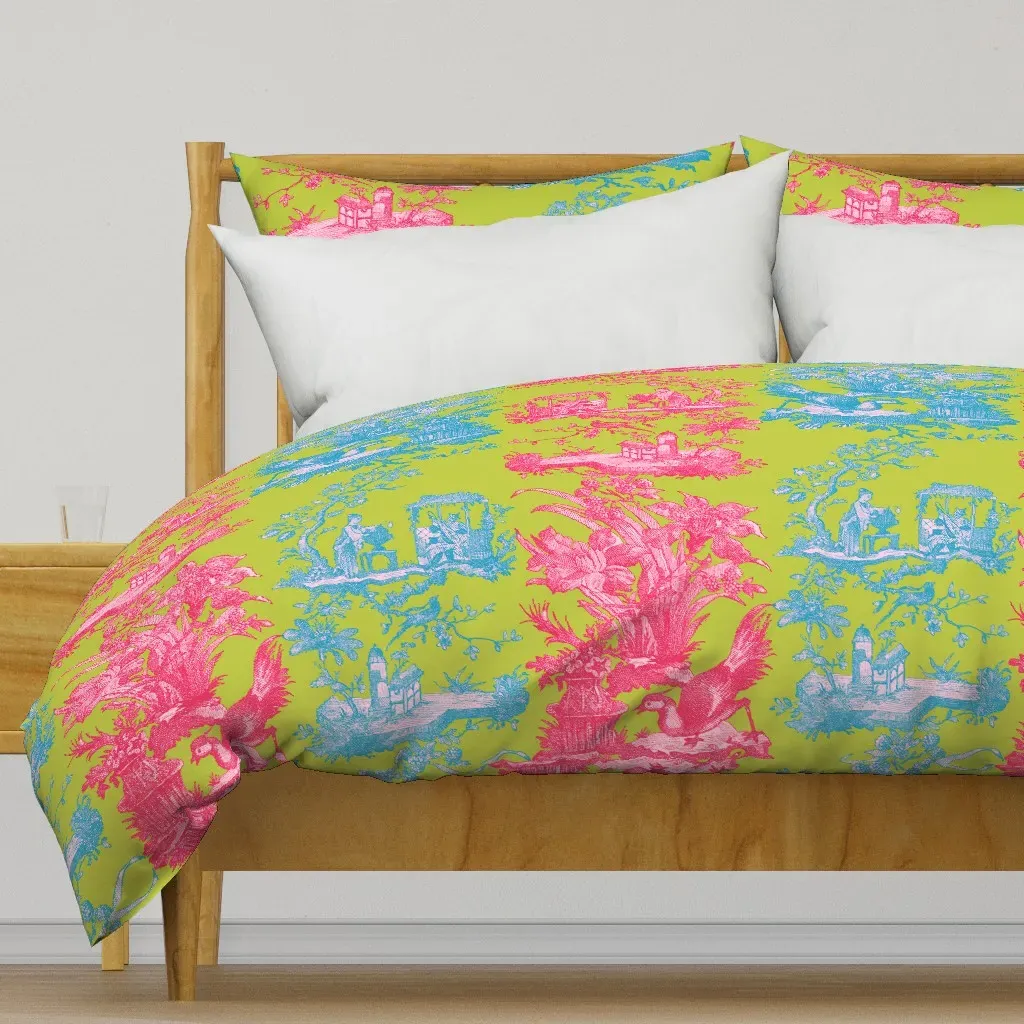 Chinoiserie Toile Courtesan Duvet Cover - Pink product