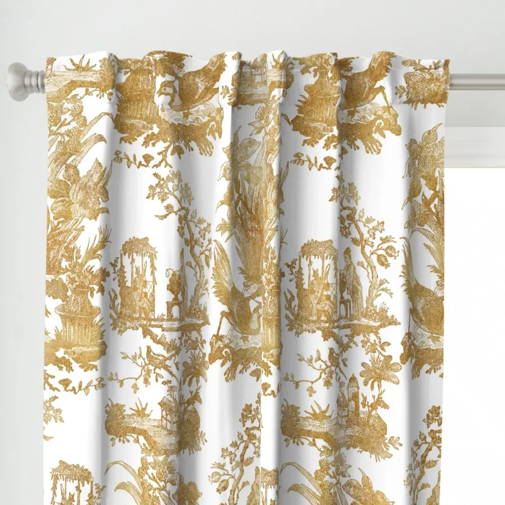 Chinoiserie Toile Gilt Curtain Panel - Gold alternate view
