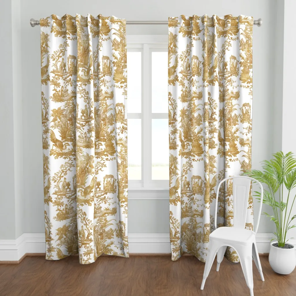 Chinoiserie Toile Gilt Curtain Panel - Gold product