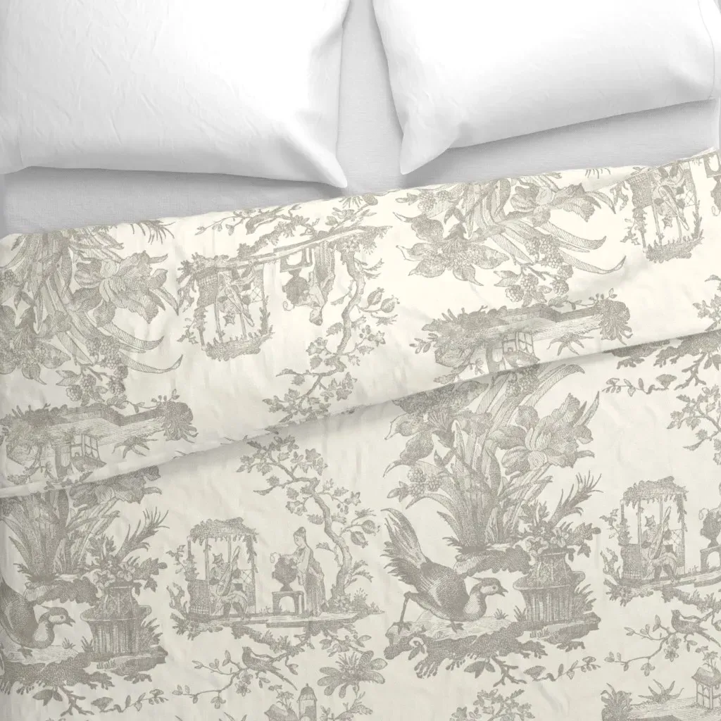 Chinoiserie Toile Javert Duvet Cover - Gray alternate view