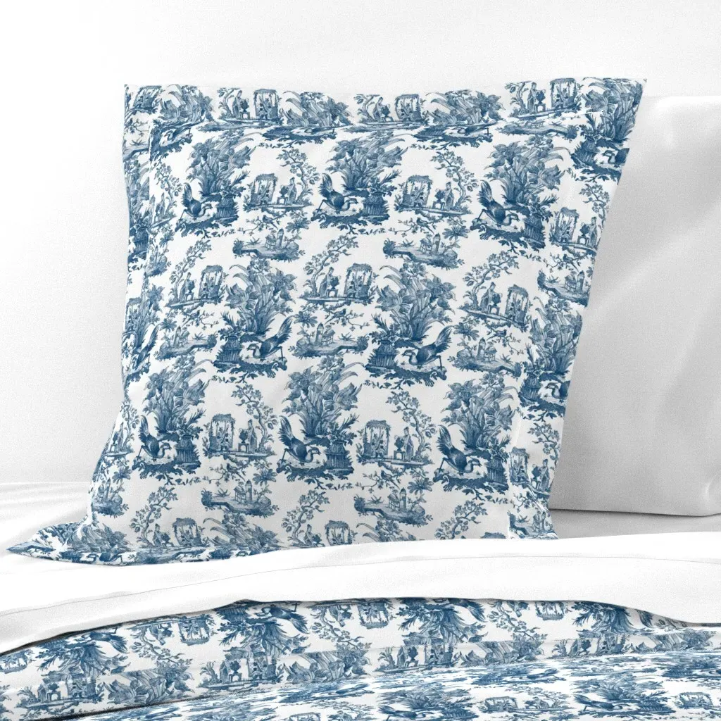 Chinoiserie Toile Lonely Angel Euro Pillow Sham - Blue product