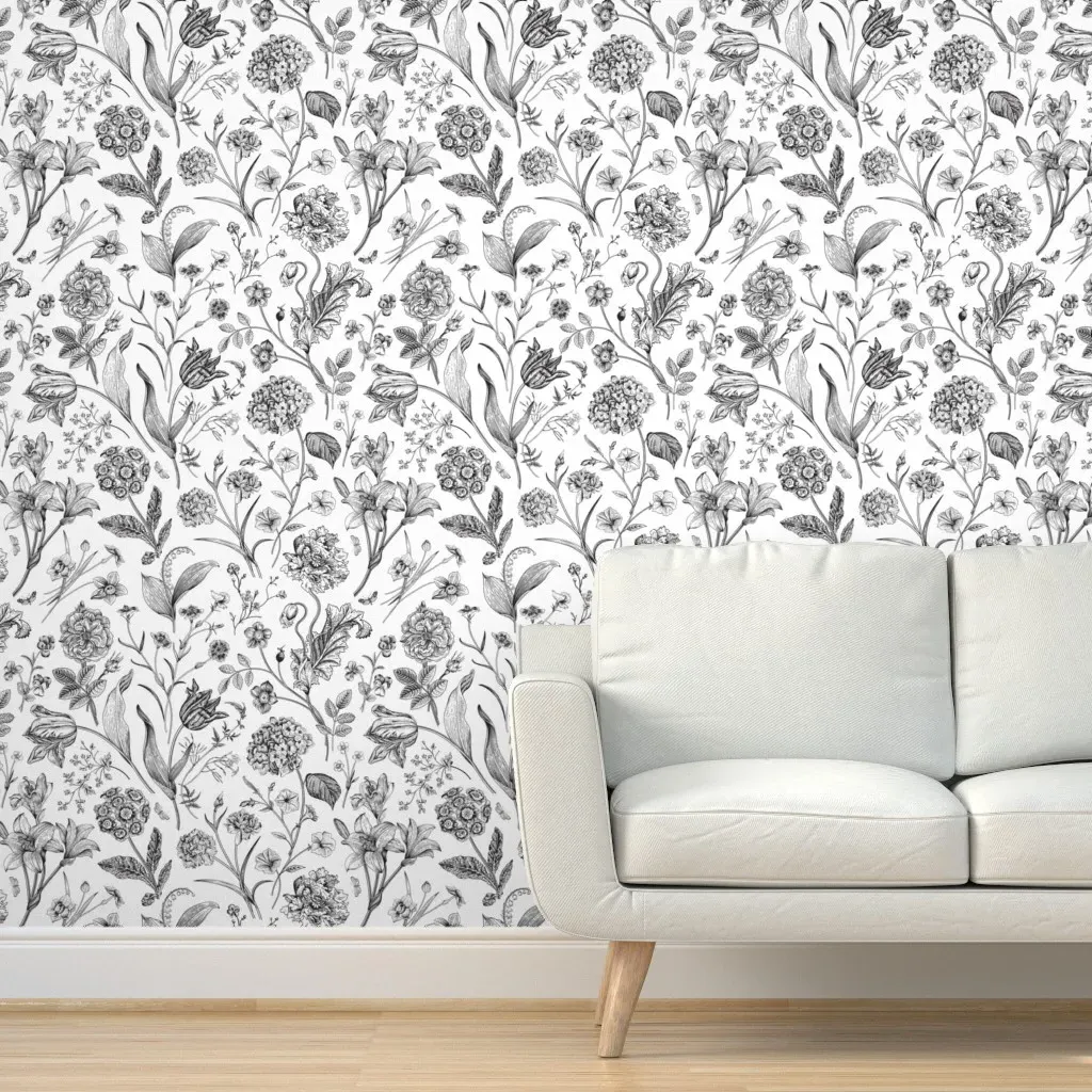 Chinoiserie Toile Peel and Stick Wallpaper - Black product