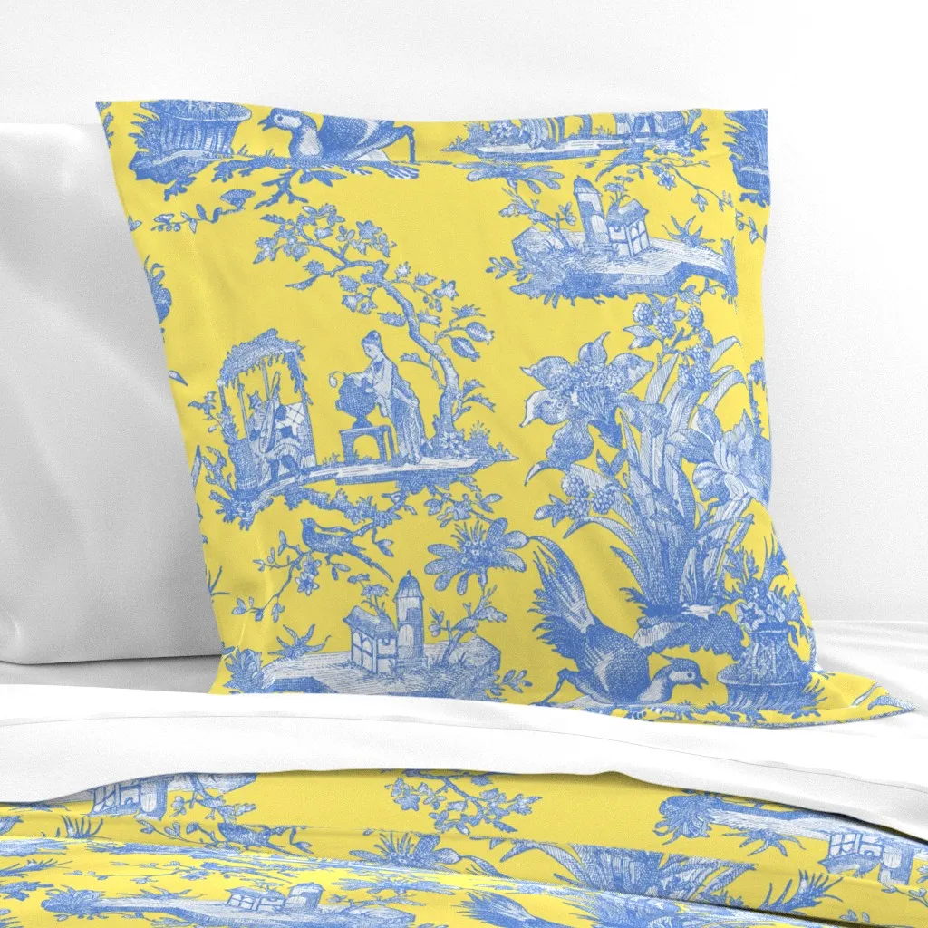 Chinoiserie Toile Provence Retreat Euro Pillow Sham - Blue product