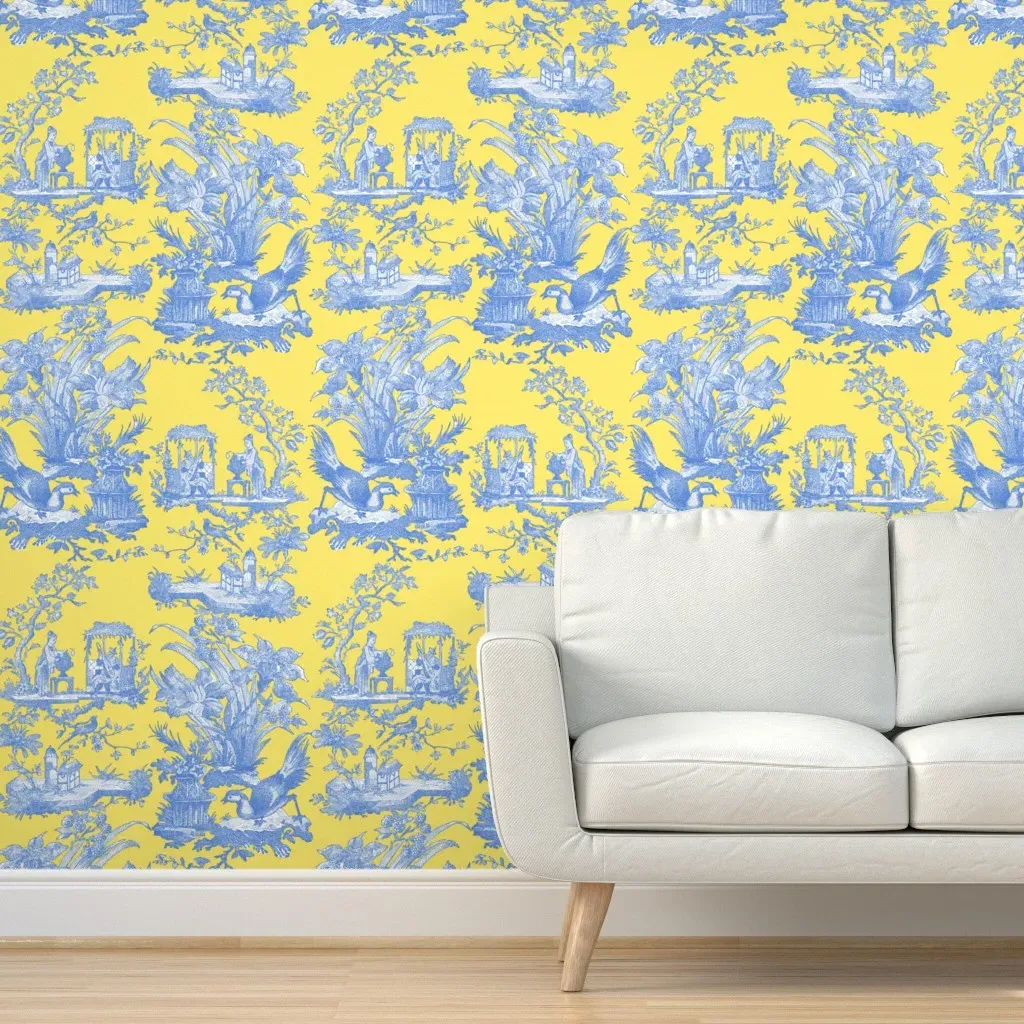 Chinoiserie Toile Provence Retreat Peel and Stick Wallpaper - Yellow product