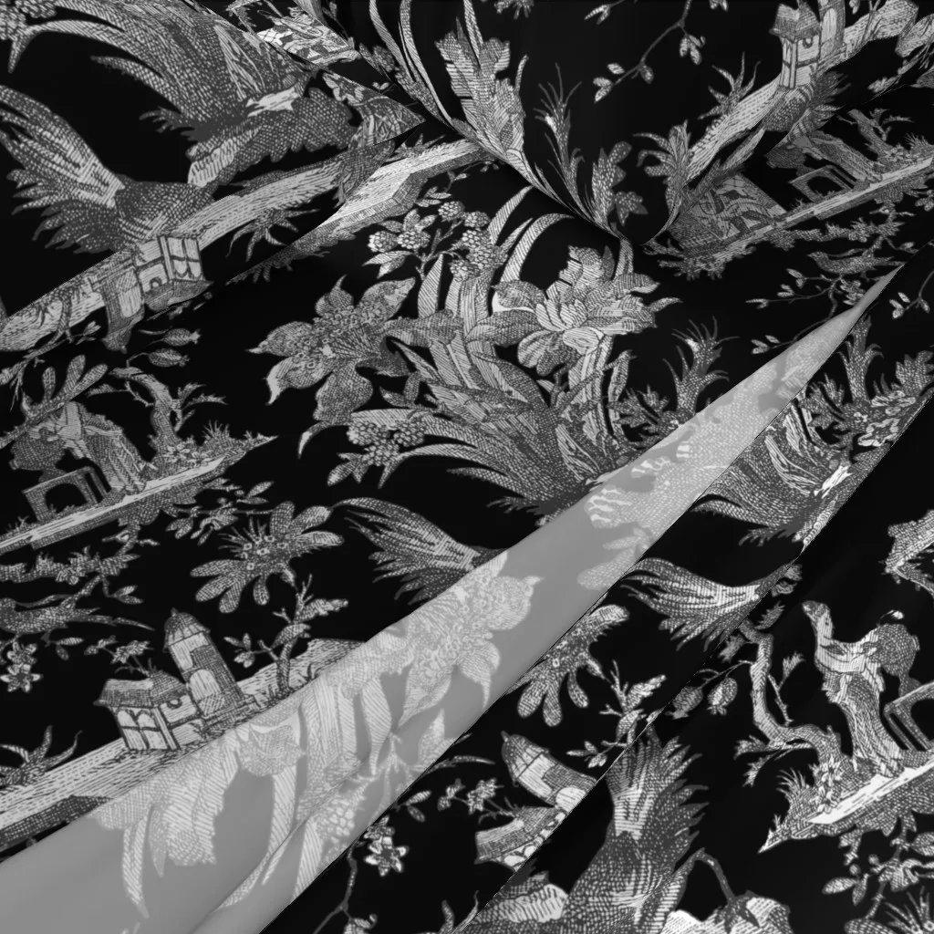 Chinoiserie Toile Queen Sheet Set - Black & White alternate view
