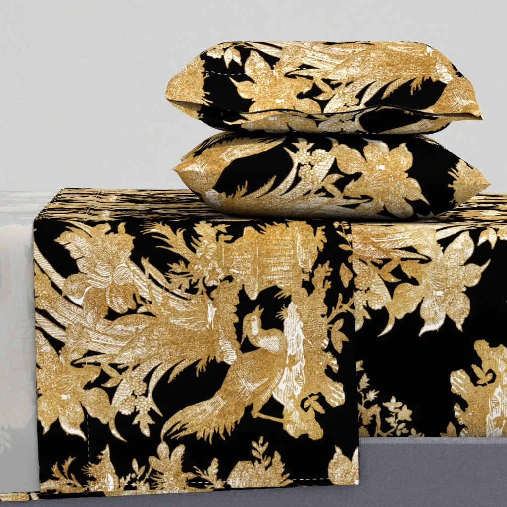 Chinoiserie Toile Queen Sheet Set - Gold product