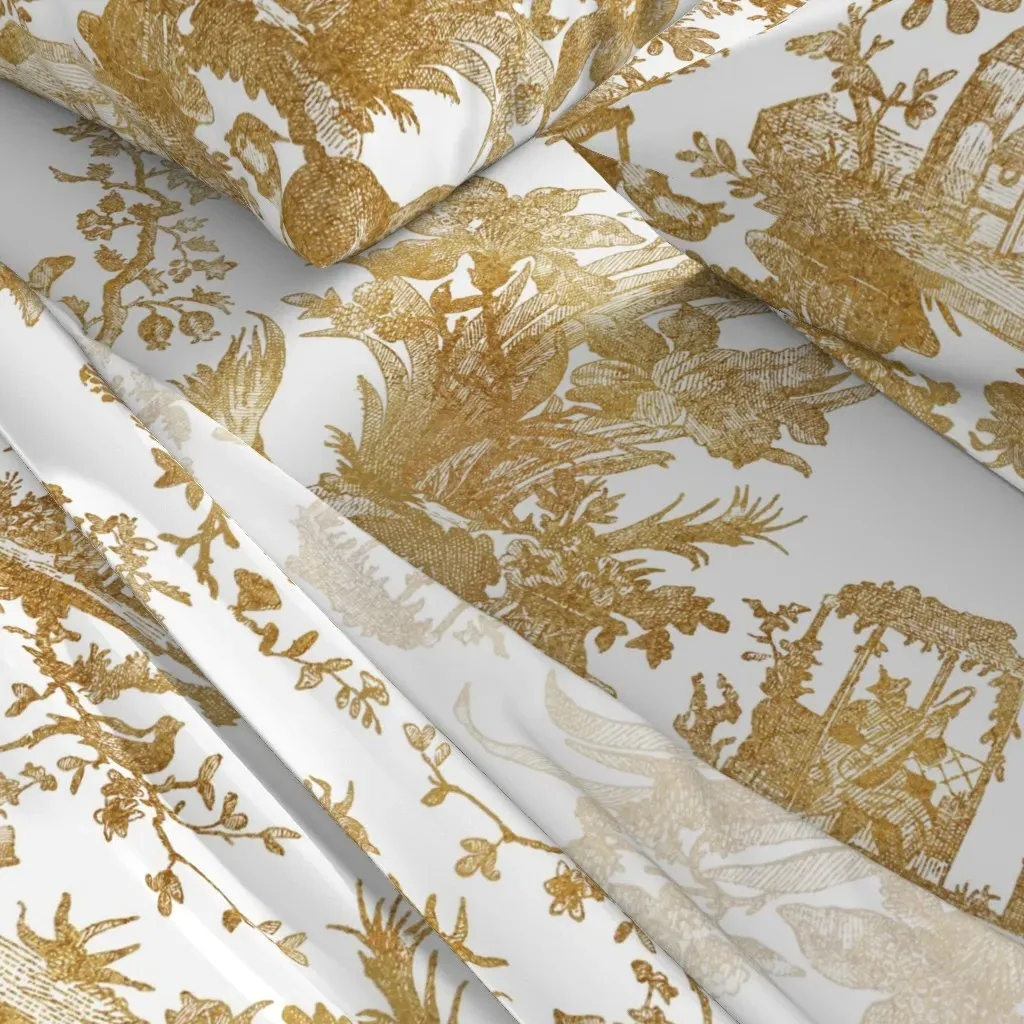 Chinoiserie Toile Queen Size Sheet Set - Gold alternate view