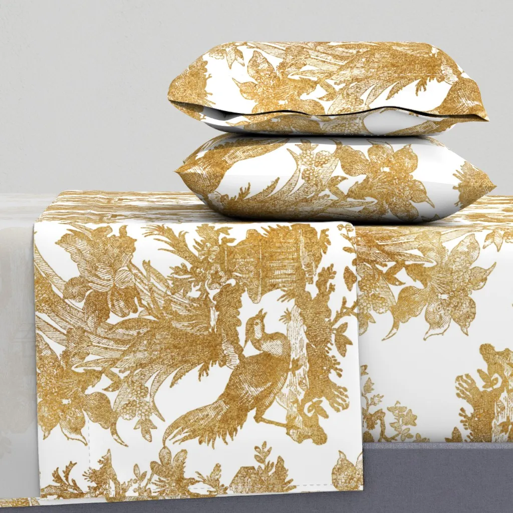 Chinoiserie Toile Queen Size Sheet Set - Gold product