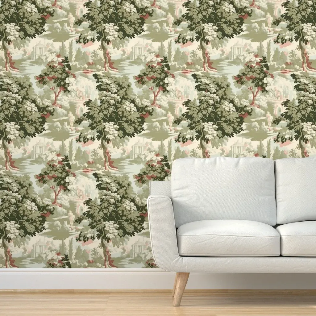 Chinoiserie Vintage Nature Peel and Stick Wallpaper - Green product
