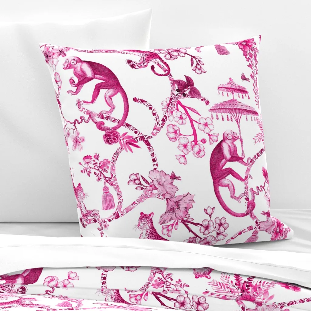 Chinoiserie Whimsy Euro Pillow Sham - Pink, Cotton product