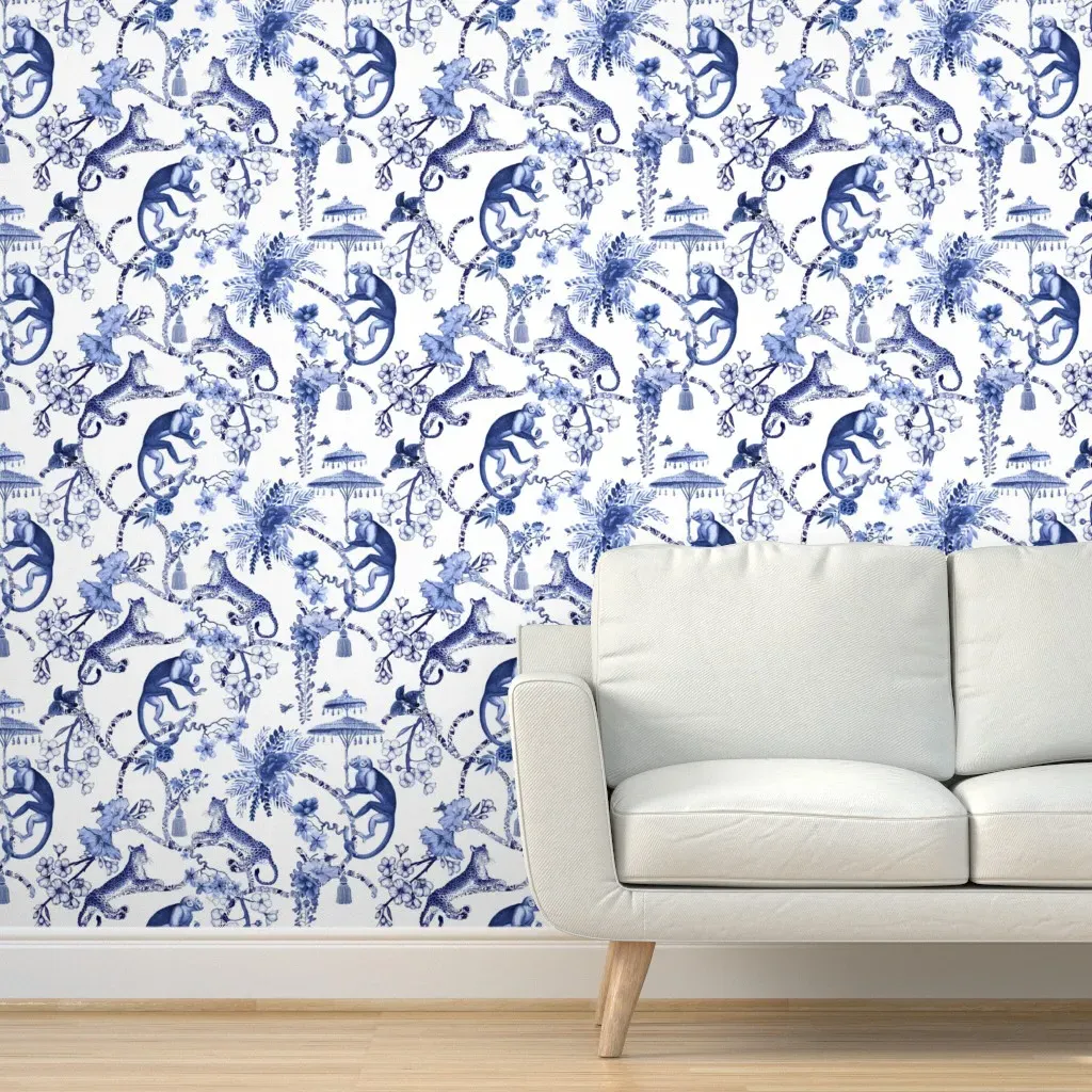Chinoiserie Whimsy Peel and Stick Wallpaper - Blue, White product