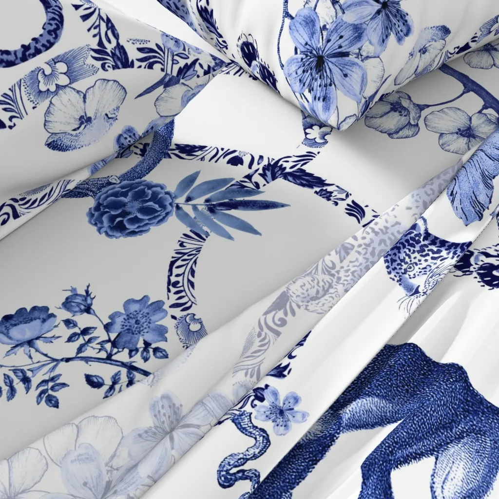Chinoiserie Whimsy Queen Sheet Set - Blue, White alternate view