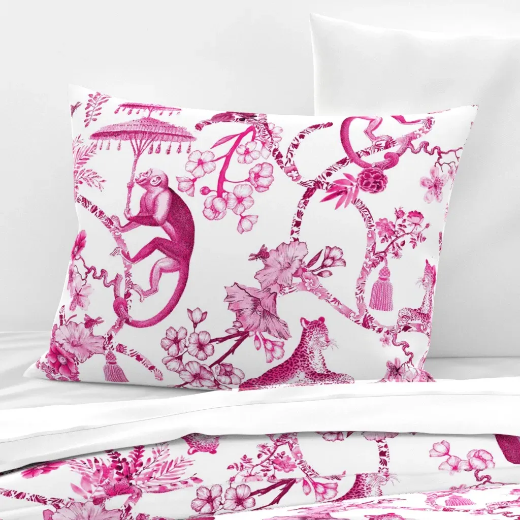Chinoiserie Whimsy Standard Knife Edge Pillow - Pink, Cotton Sateen product