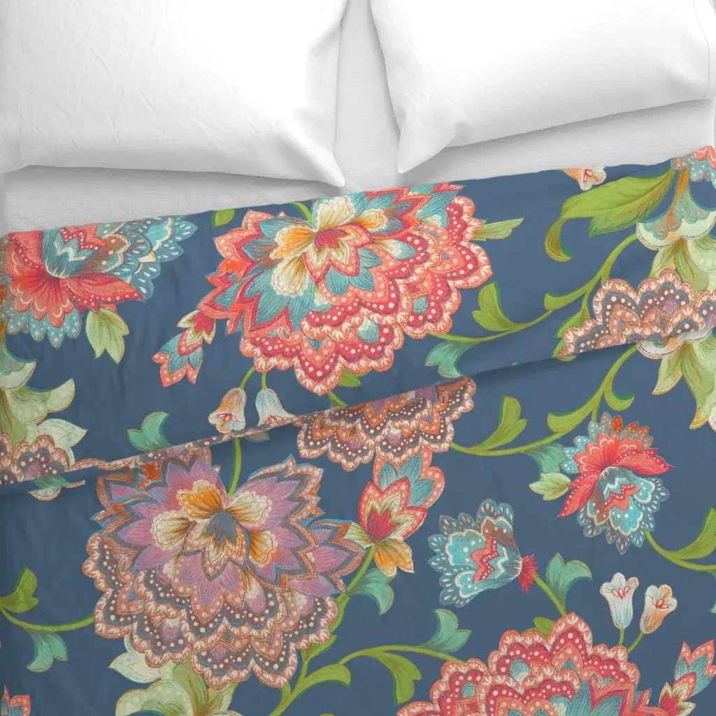 Chintz Blue LH J Duvet Cover - Coral Pink alternate view