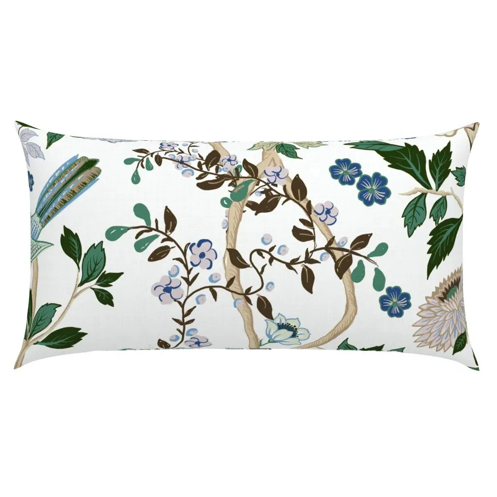 Chintz Chinoiserie Spring Birds Flowers King Pillow Sham - Blue product