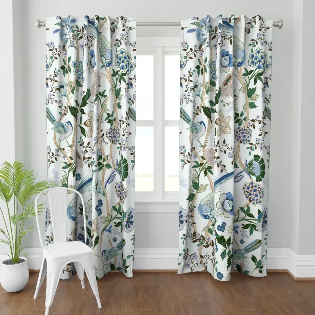 Chintz Chinoiserie Spring Curtain Panel - Blue product