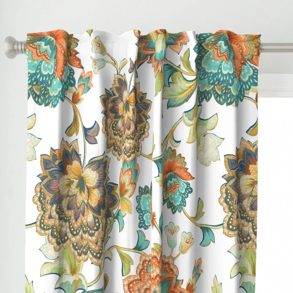 Chintz Curtain Panel - Teal alternate view
