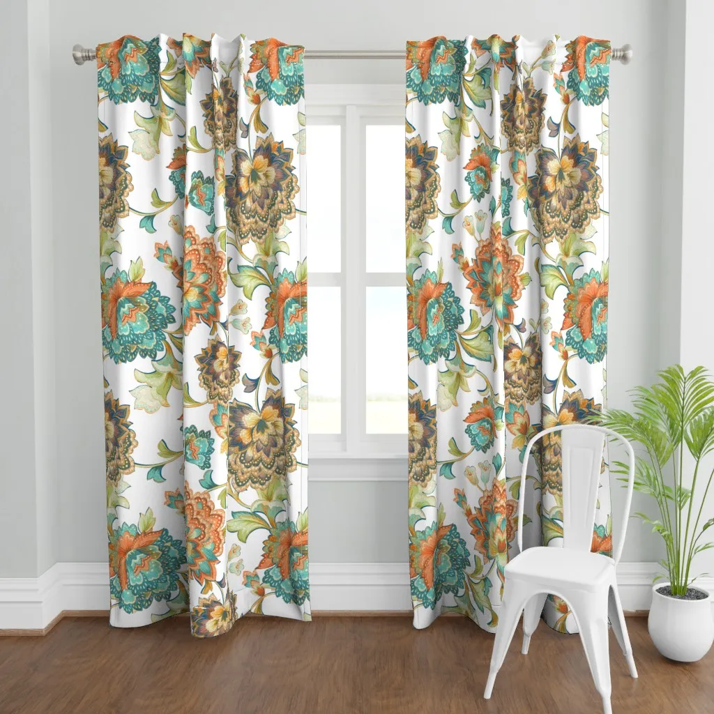 Chintz Curtain Panel - Teal product