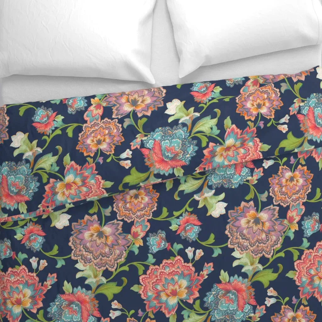 Chintz Navy50 Duvet Cover - Coral Pink alternate view