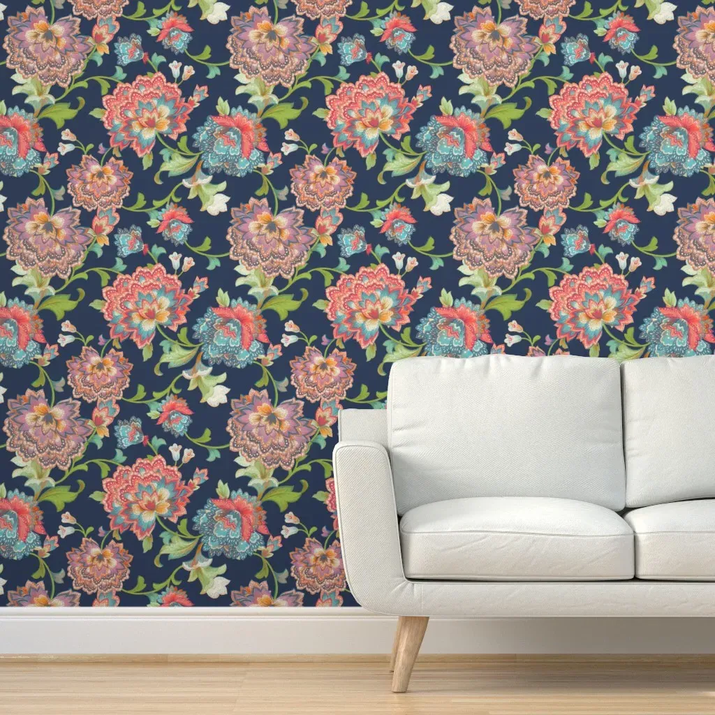 Chintz Peel and Stick Wallpaper - Navy, Blue product