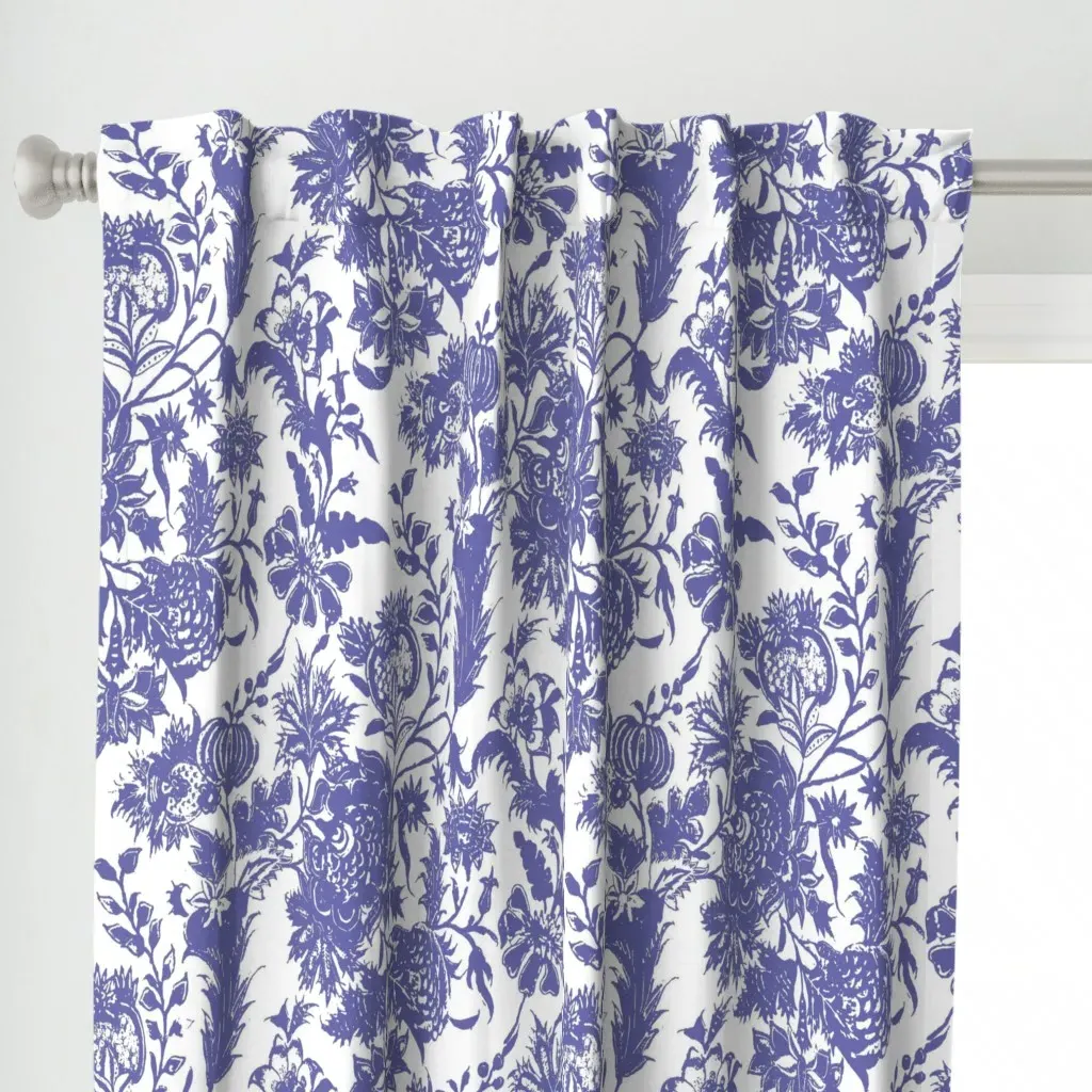 Chintz Toile Very Peri Curtain Panel - Indigo alternate view