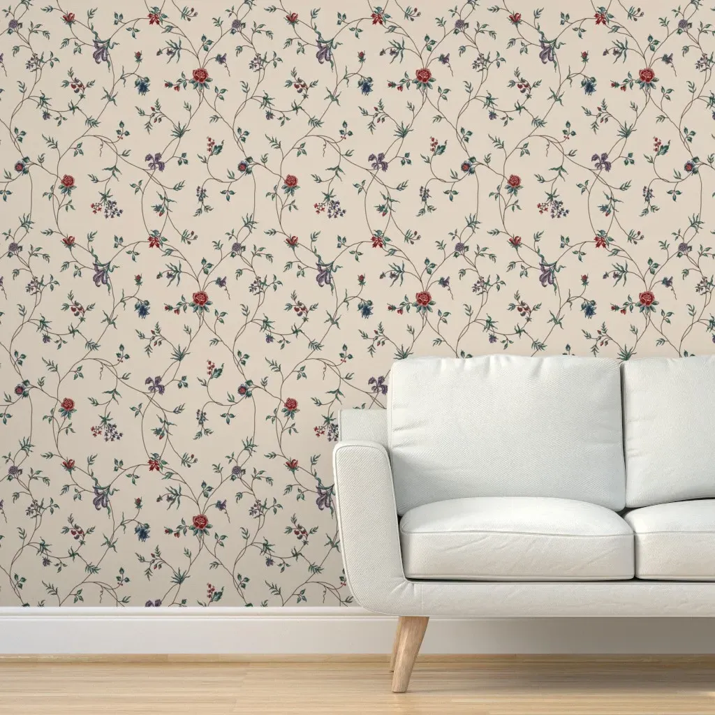 Chintz Vine Small Peel and Stick Wallpaper - Burgundy product