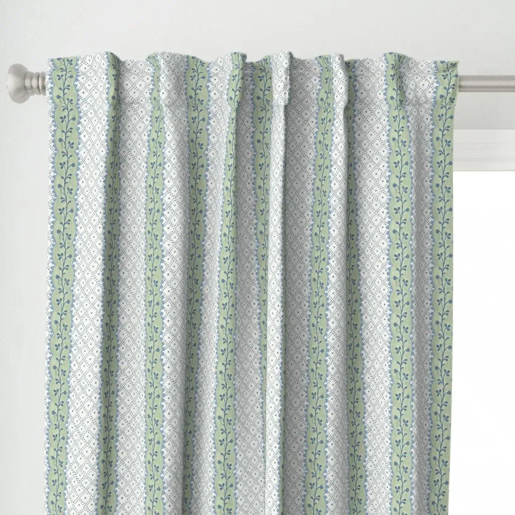 Chisholm Vine Stripe Curtain Panel - Pale Green alternate view