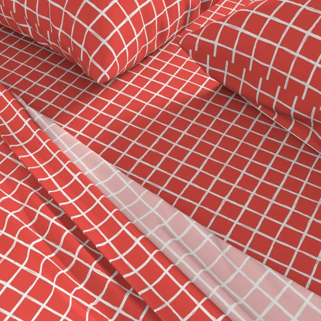 Christmas Abstract Geometric Checkered Full Sheet Set - Coral alternate view