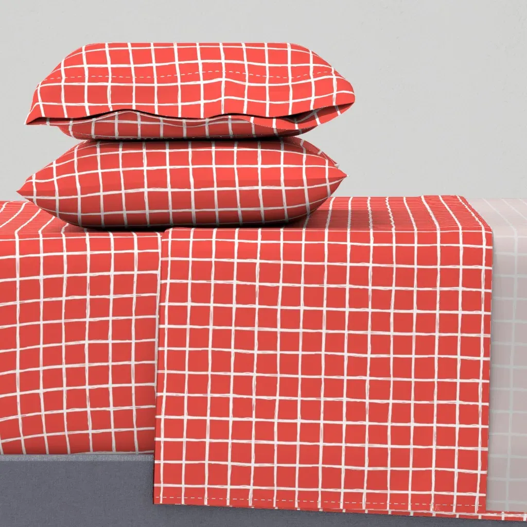Christmas Abstract Geometric Checkered Full Sheet Set - Coral product