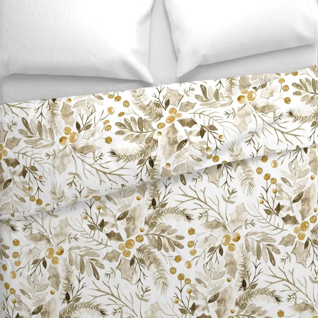 Christmas Botanical Wintry Duvet Cover - Taupe alternate view