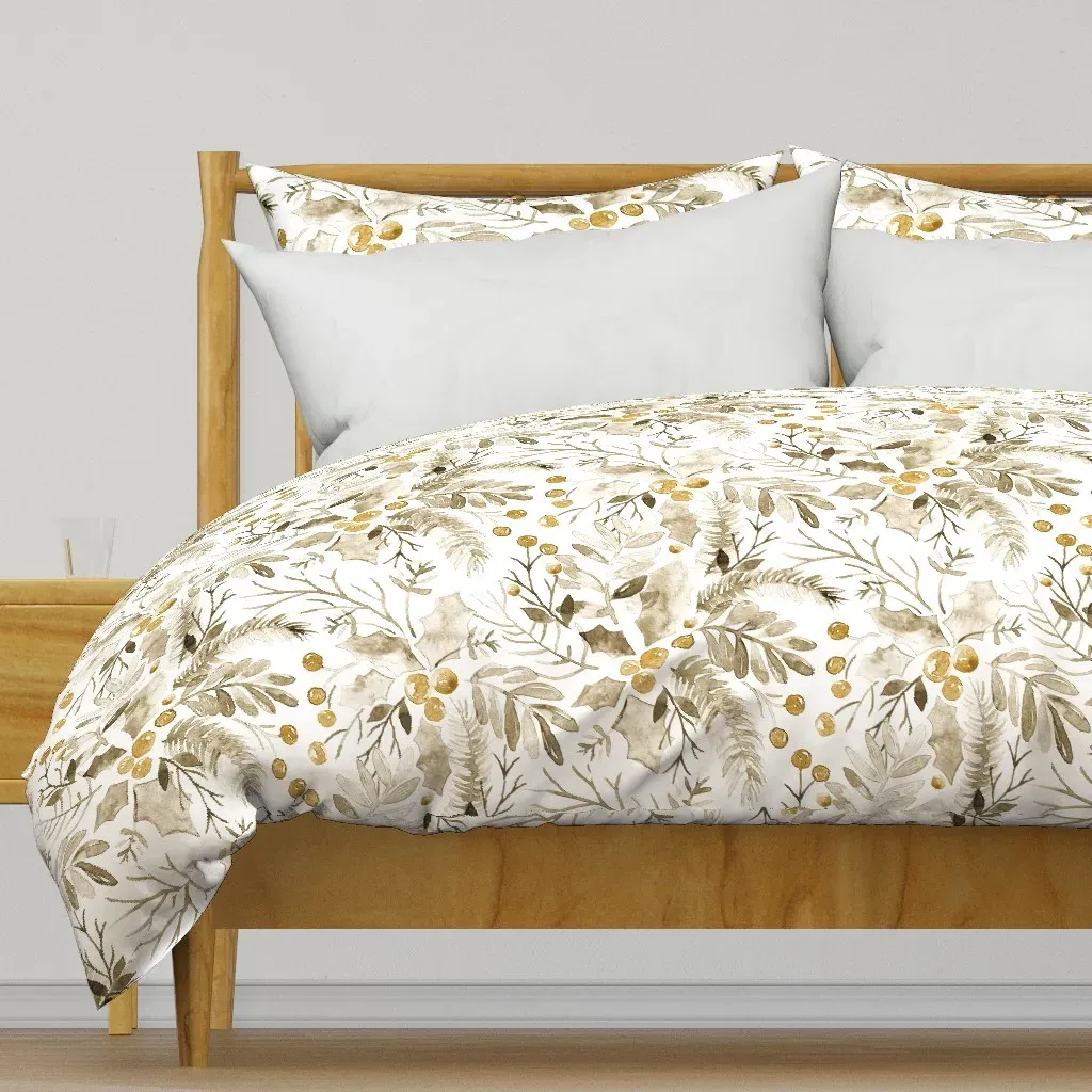 Christmas Botanical Wintry Duvet Cover - Taupe product