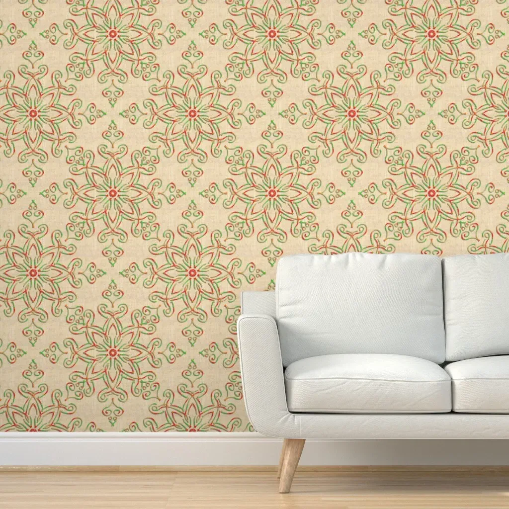 Christmas Filigree Kaleidoscope Peel and Stick Wallpaper - Green product