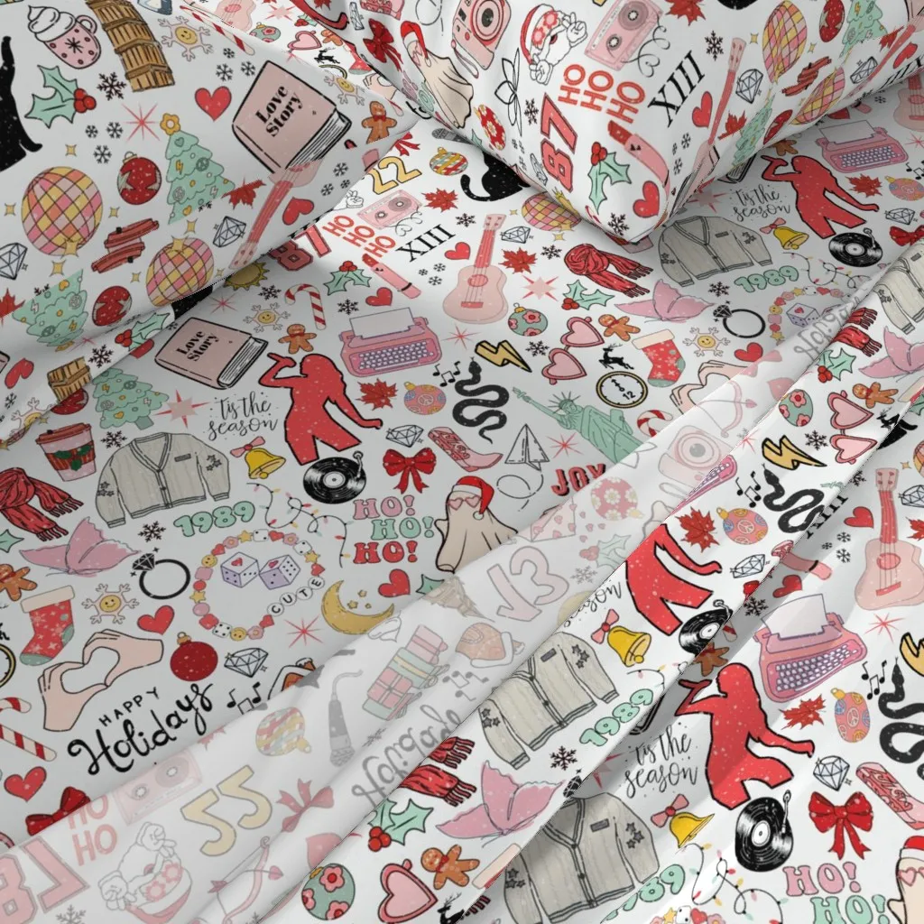 Christmas Happy Holidays Merry Christmas Full Sheet Set - Red alternate view