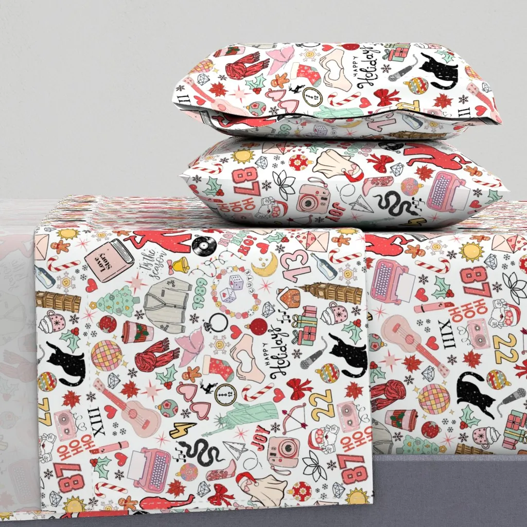 Christmas Happy Holidays Merry Christmas Full Sheet Set - Red product