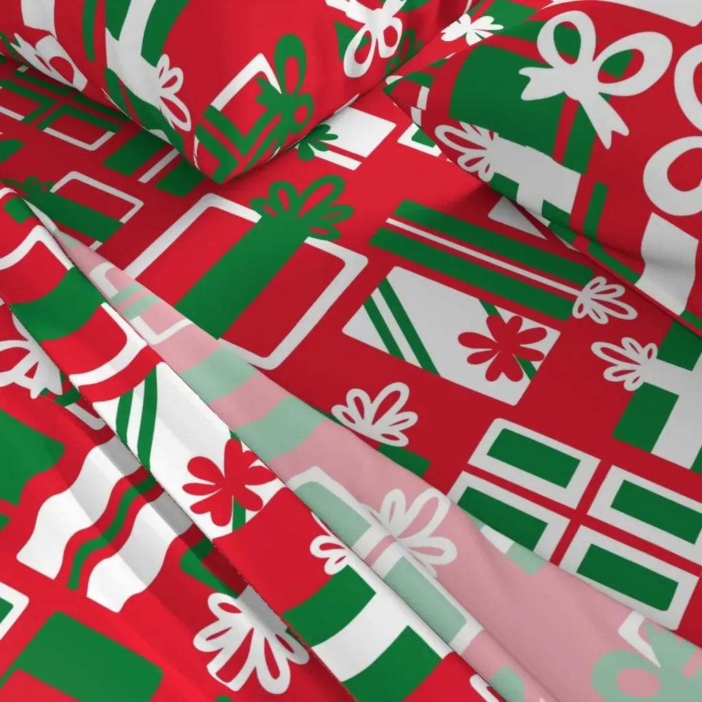 Christmas Icons Pattern Queen Sheet Set - Red alternate view