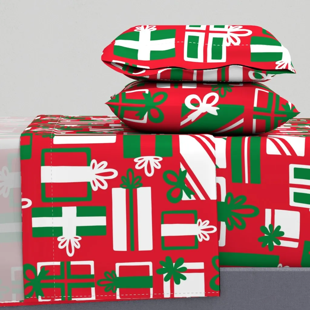 Christmas Icons Pattern Queen Sheet Set - Red product