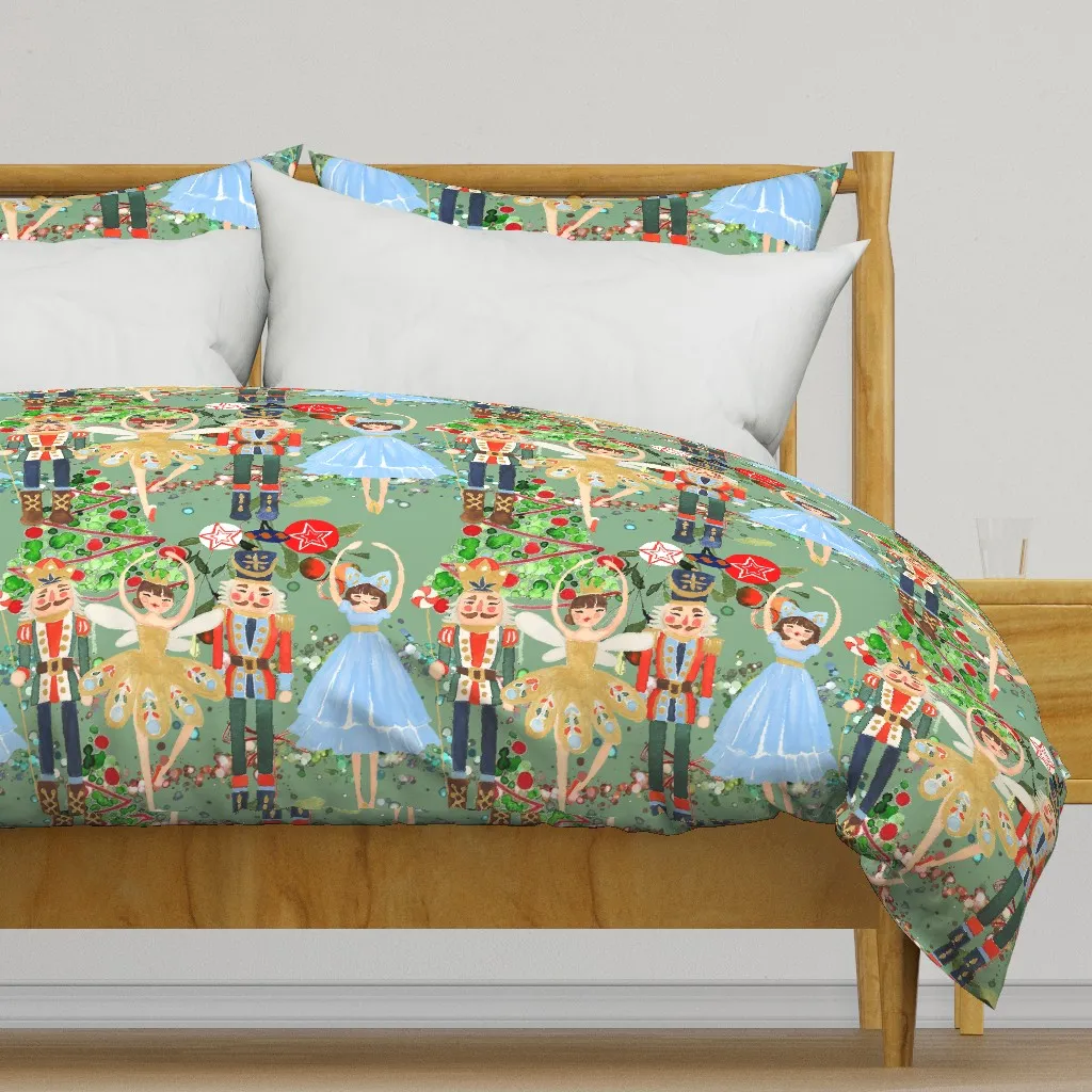Christmas Nutcracker Teal Duvet Cover - Gold product