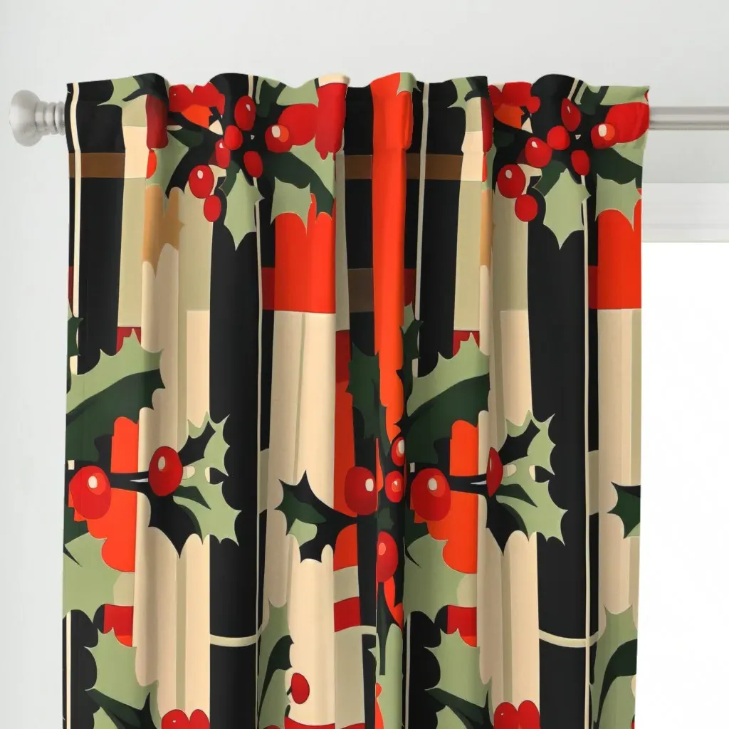 Christmas Paper Large Curtain Panel - Red alternate view