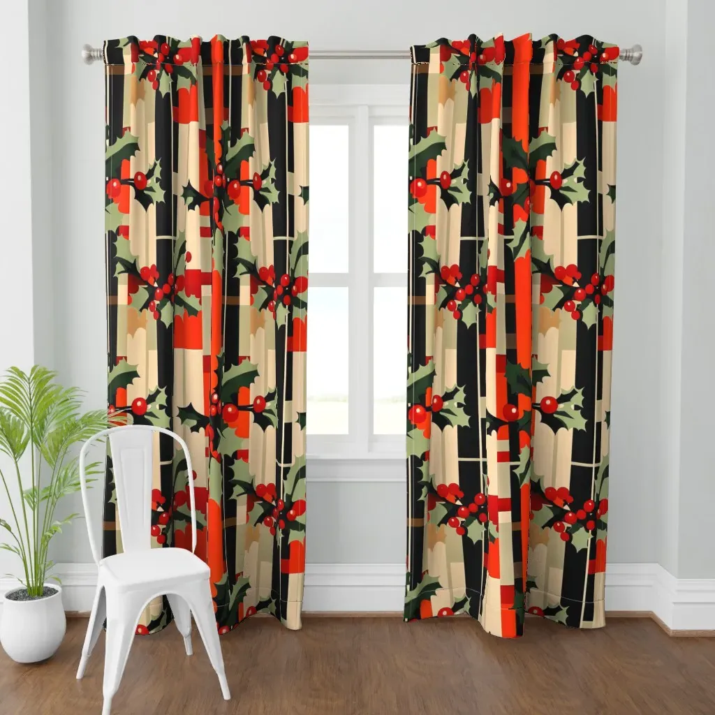 Christmas Paper Large Curtain Panel - Red product