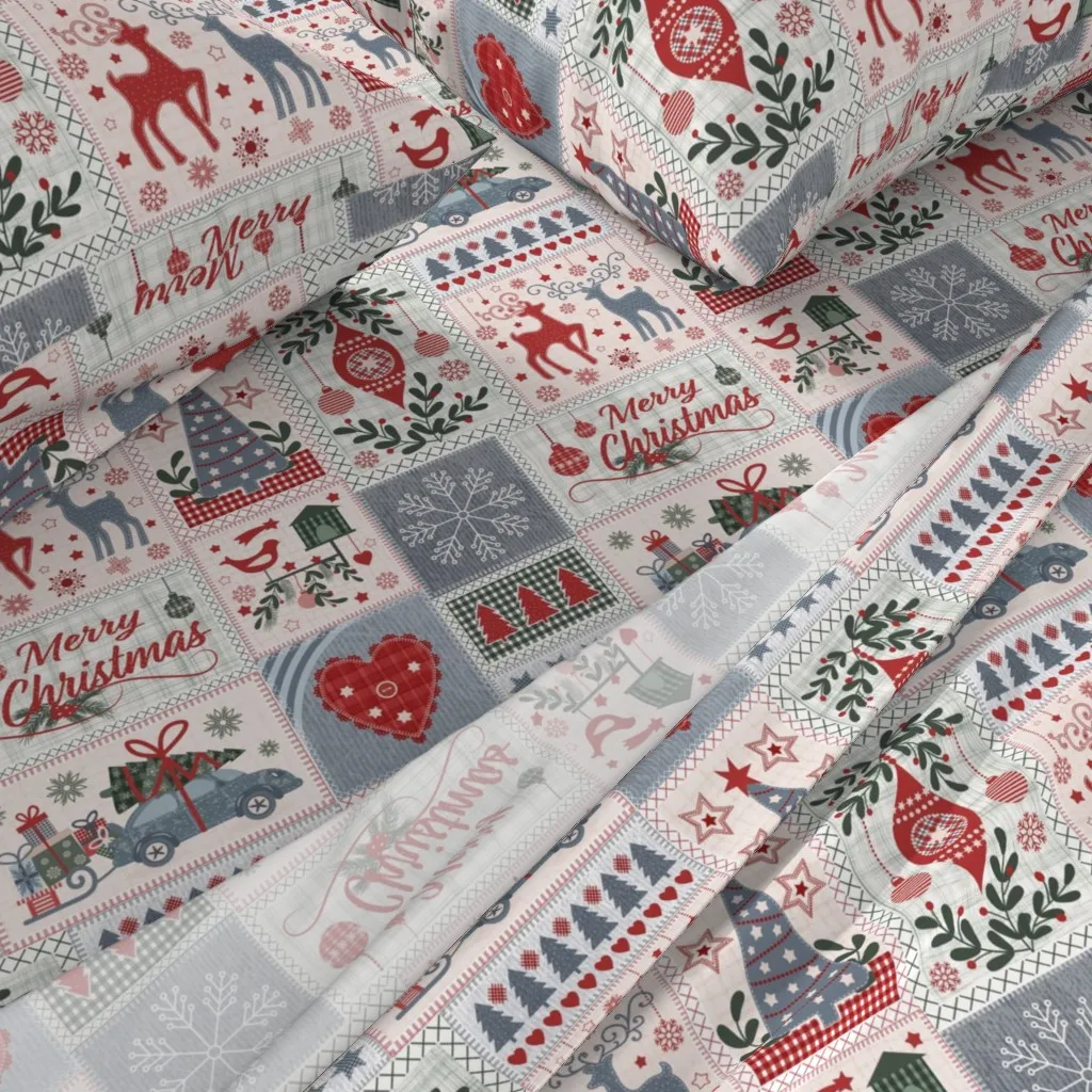 Christmas Patchwork King Size Sheet Set - Red alternate view