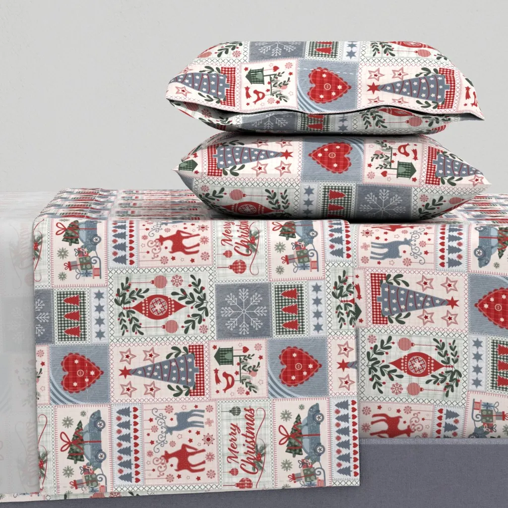 Christmas Patchwork King Size Sheet Set - Red product