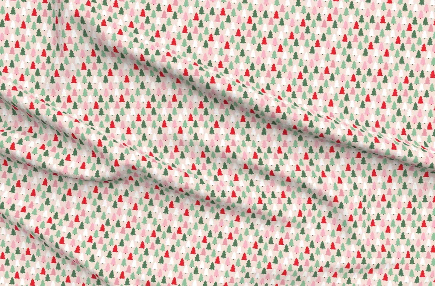 Christmas Pine Trees Winter Forest Fabric - Pink, Pique product