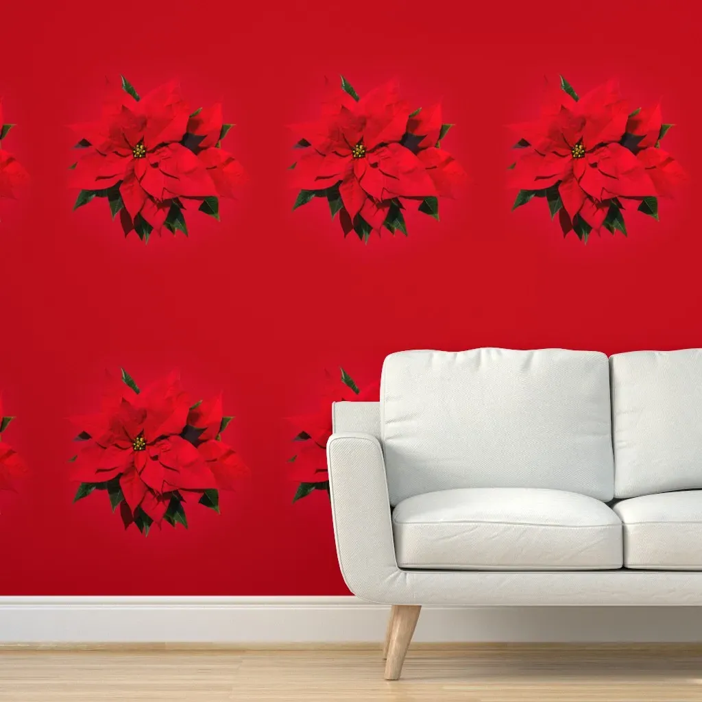 Christmas Poinsettia Peel and Stick Wallpaper - Red product